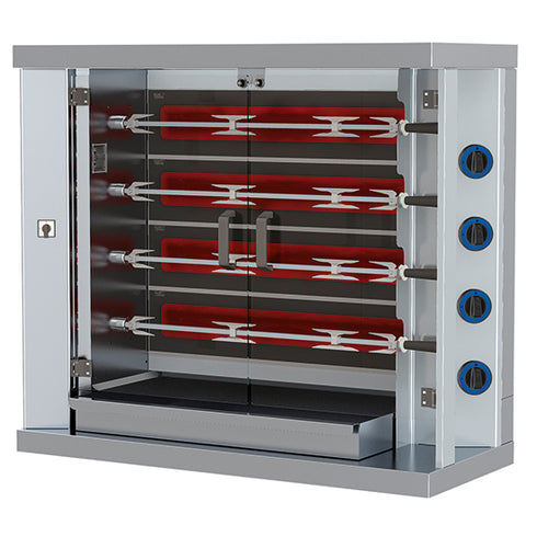 Rôtissoire à Poulets à Gaz Avec Éclairage, 4 Broches Pour 20 Poulets, AJD0017/C